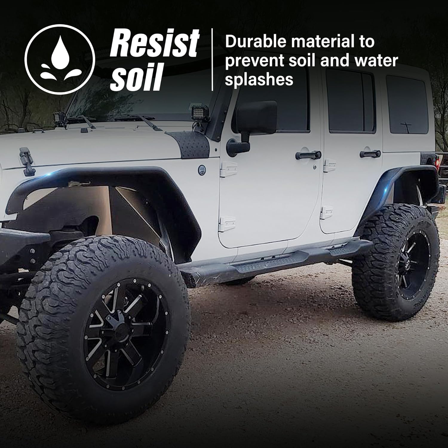 YZONA for JK 4-Piece Tubular Front and Rear Fender Flares Kit Compatible with 2007-2018 Jeep Wrangler JK JKU Unlimited 2/4 Doors, Off-Road Heavy Duty Steel Wheel Fenders Combo (Black)
