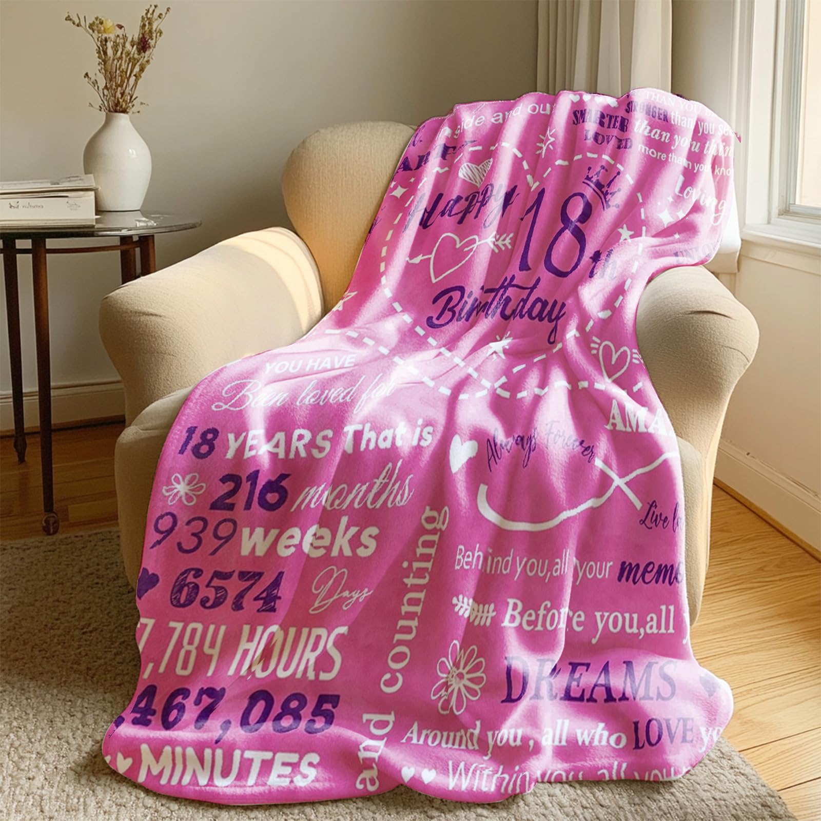 twirush 18th Birthday Gifts for Girls Birthday Girl Blanket 150 * 130Cm, Beautiul Gift for 18 Year Teenager - Image 3