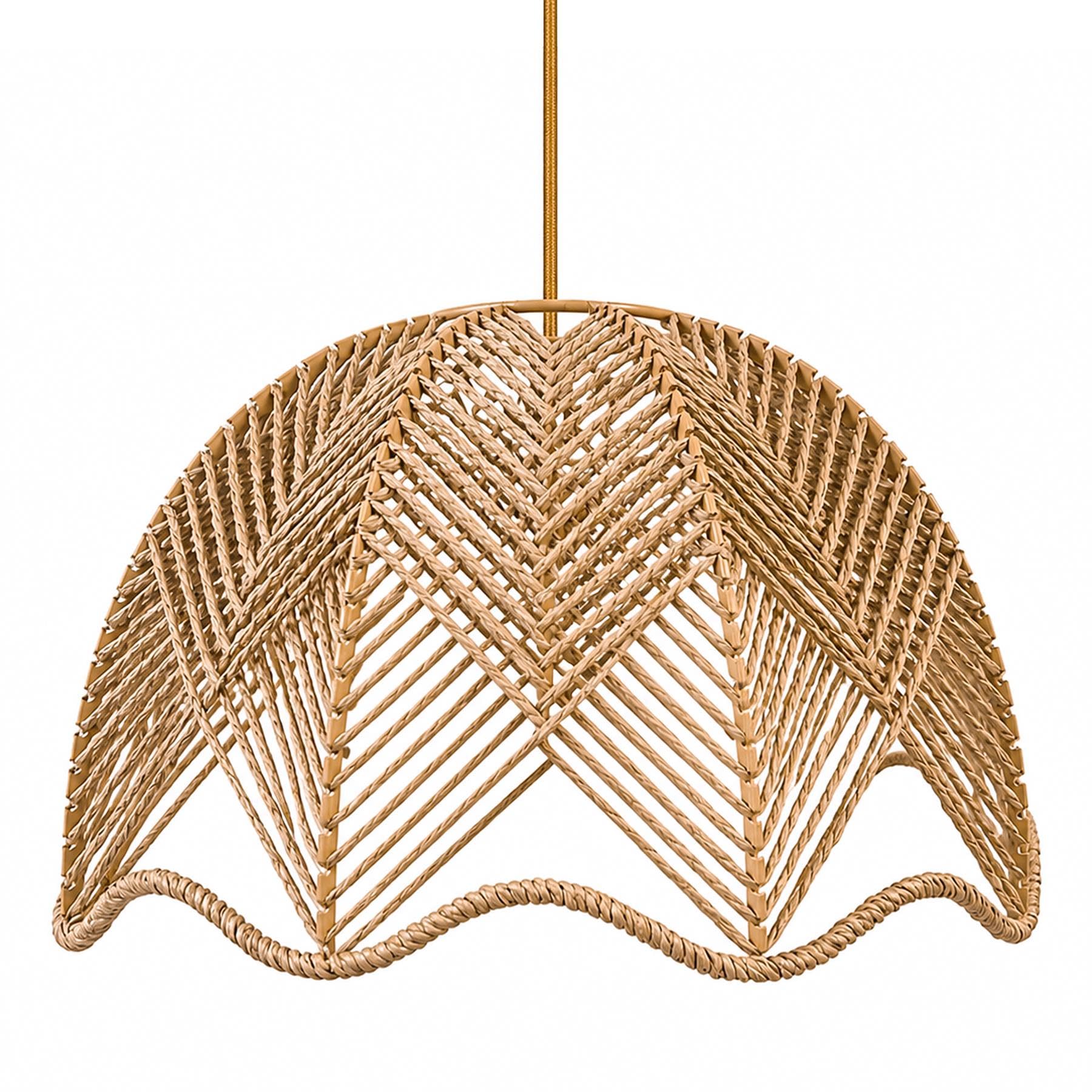 Innoteck Natural Handwoven Paper Rope Lampshade For Ceiling Light, Scalloped Woven Pendant Light Shade, Boho Ceiling Lampshade, Light Fitting Cover For Living Room Bedroom Dining Room Hallway