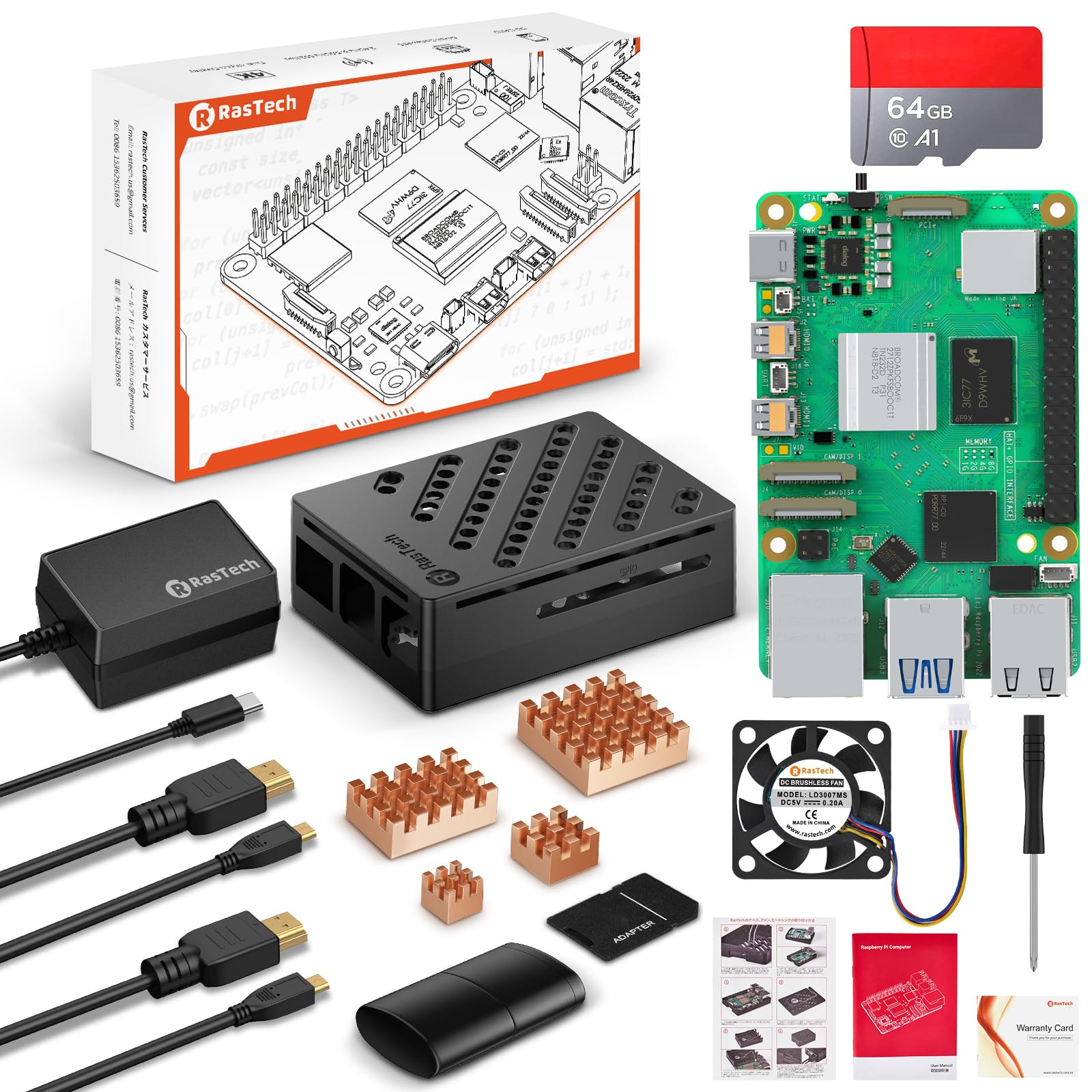 RasTech Raspberry Pi 5 8GB Starter Kit Raspberry Pi 5 8GB di RAM
