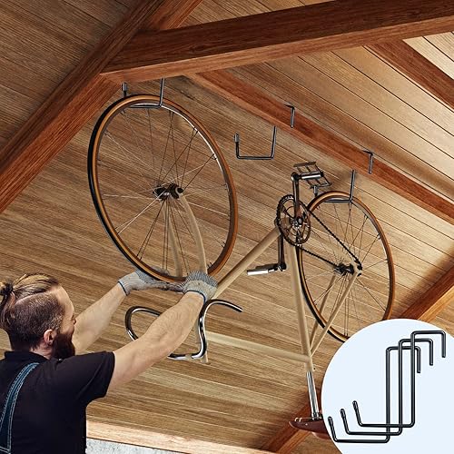 Miniatura 5 de Ganchos colgantes grandes con revestimiento de vinilo resistente para almacenamiento de garaje (paquete de 6) Ganchos de gancho para bicicleta,