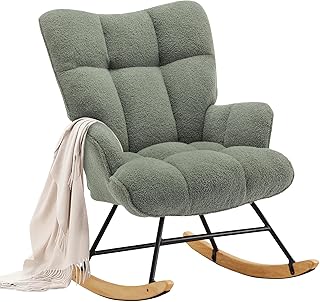 XH.Easy Go Rocking Chair Nursery Teddy Upholstered Glider Ro