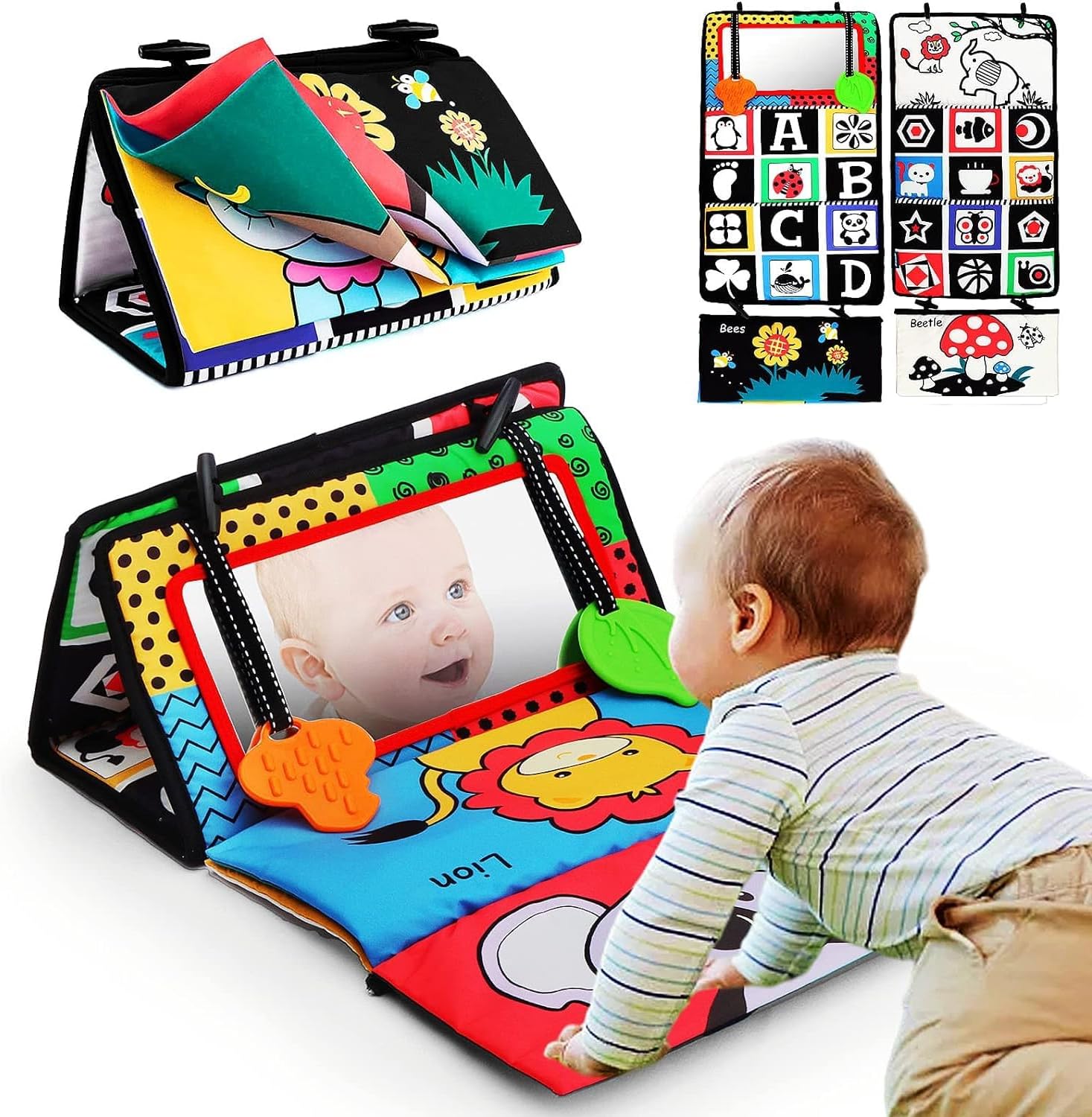 AM ANNA Tummy Time Pillow Toys, Black and White High Contrast Baby Toys