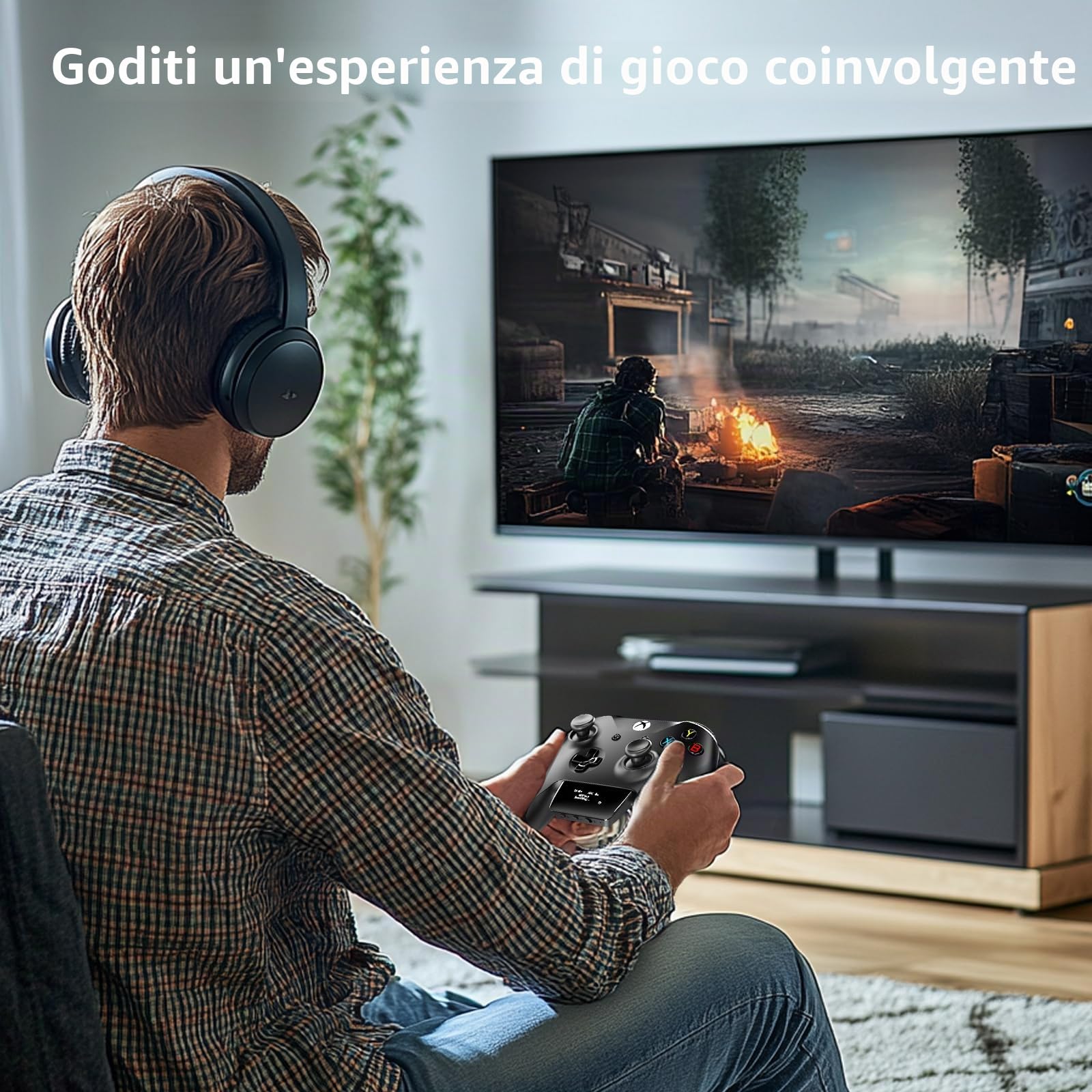 Adattatore Audio Wireless Bluetooth 5.2 per Controller Xbox One, Series X|S e Elite 2, Adattatore Xbox Mic con Schermo Supporta Bassa Latenza