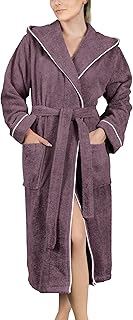 Bademantel Damen Frottee - Kapuze - Lang - 100% Baumwolle (360g/m2) - OEKO TEX Standard 100 - Größe S, M, L, XL, XXL, 3XL