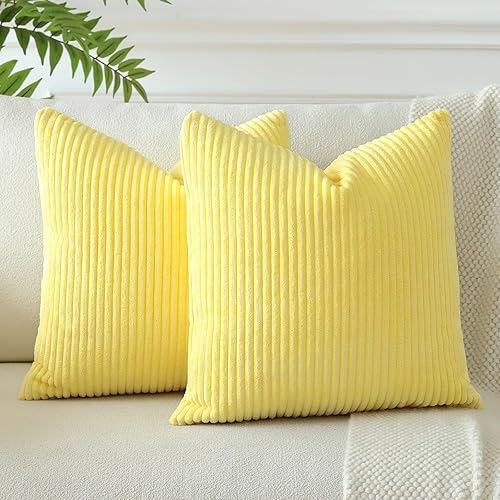 OTOSTAR Juego de 2 fundas de almohada decorativas de pana de 12 x 20 pulgadas, fundas de almohada suaves a rayas sólidas, fundas de cojín lumbar,