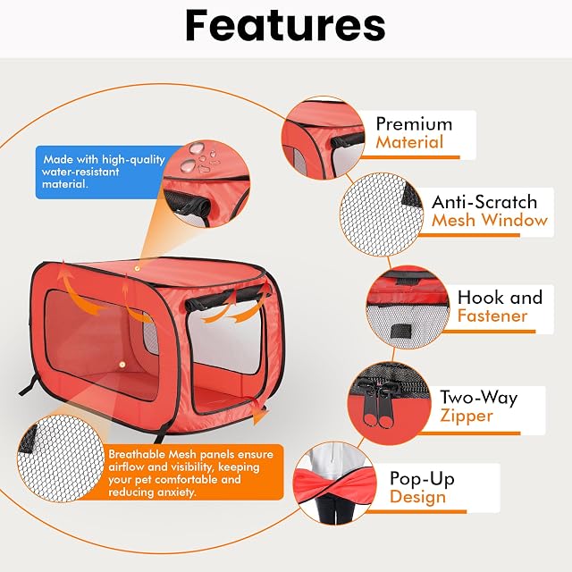 Foto 4 de 8 de Beatrice Home Moda SOLPPK00Red Pop UP Pet Kennel, Rojo