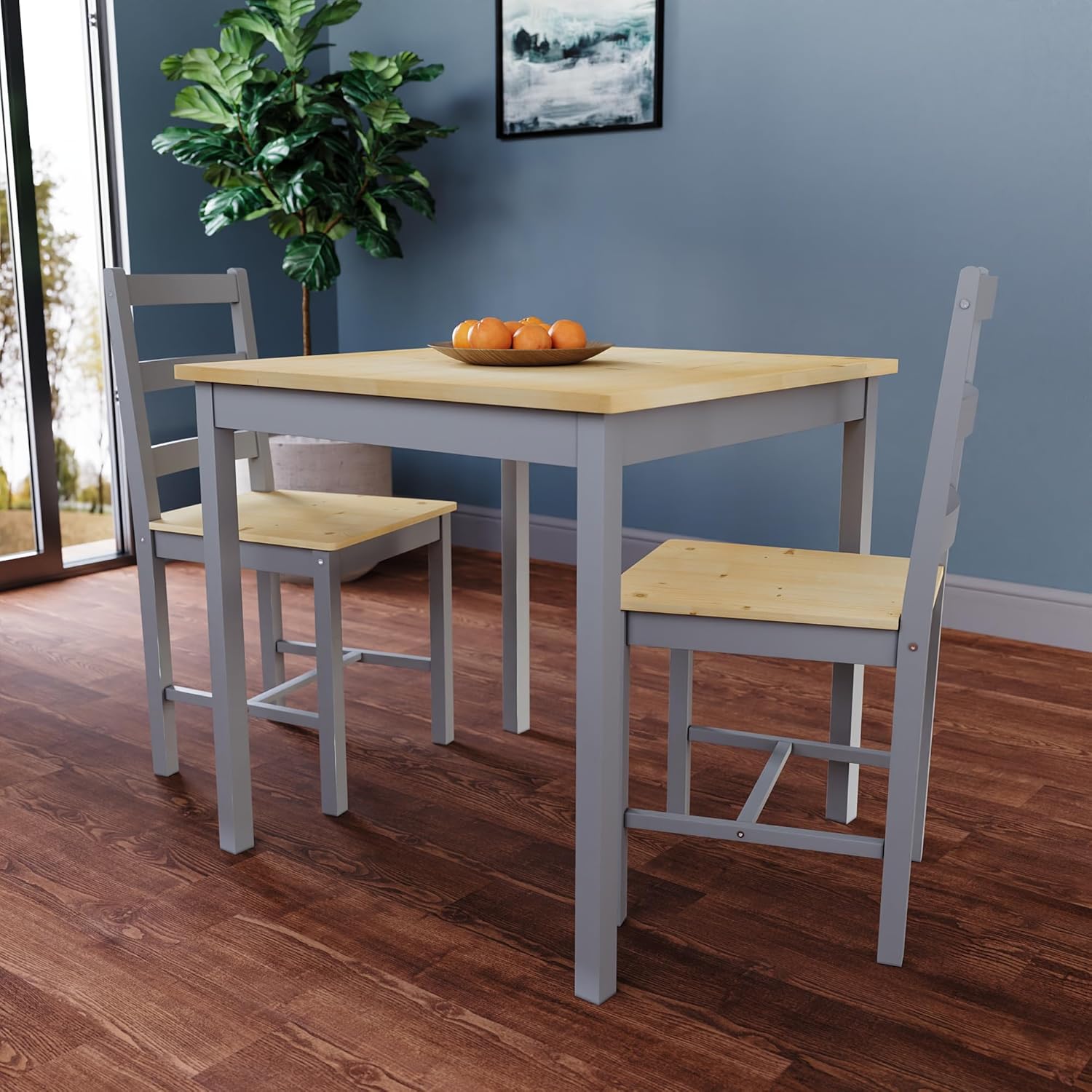 Vida Designs Yorkshire Dining Table and Chairs Set Kitchen Home Furniture (Grey & Pine, 2 Seater) 3 81vCW5XgETL. AC SL1500