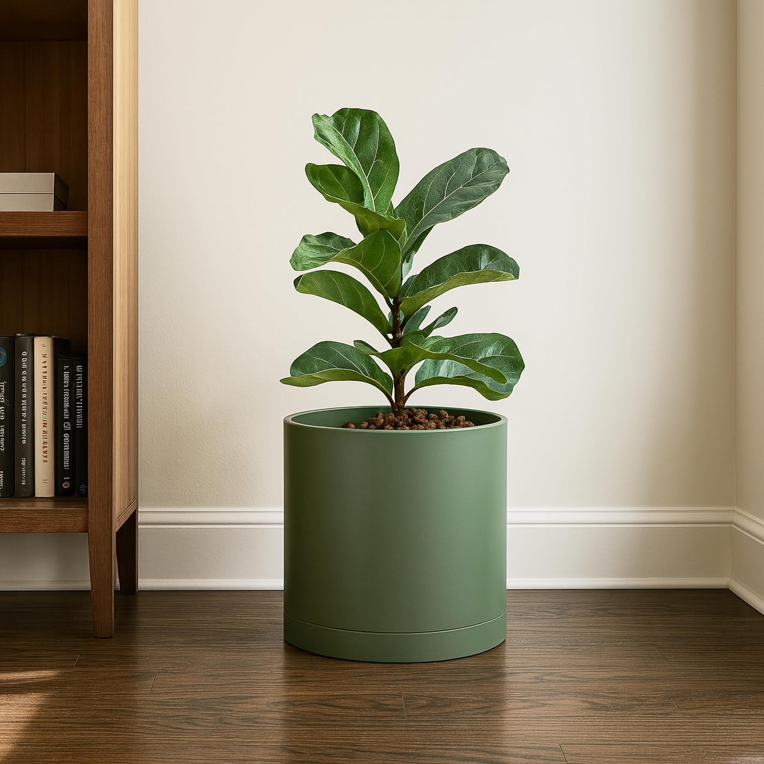 D'vine Dev Plastic Planter Pot with Saucer, 10 in, Olive, 74-X-I-2 image 5