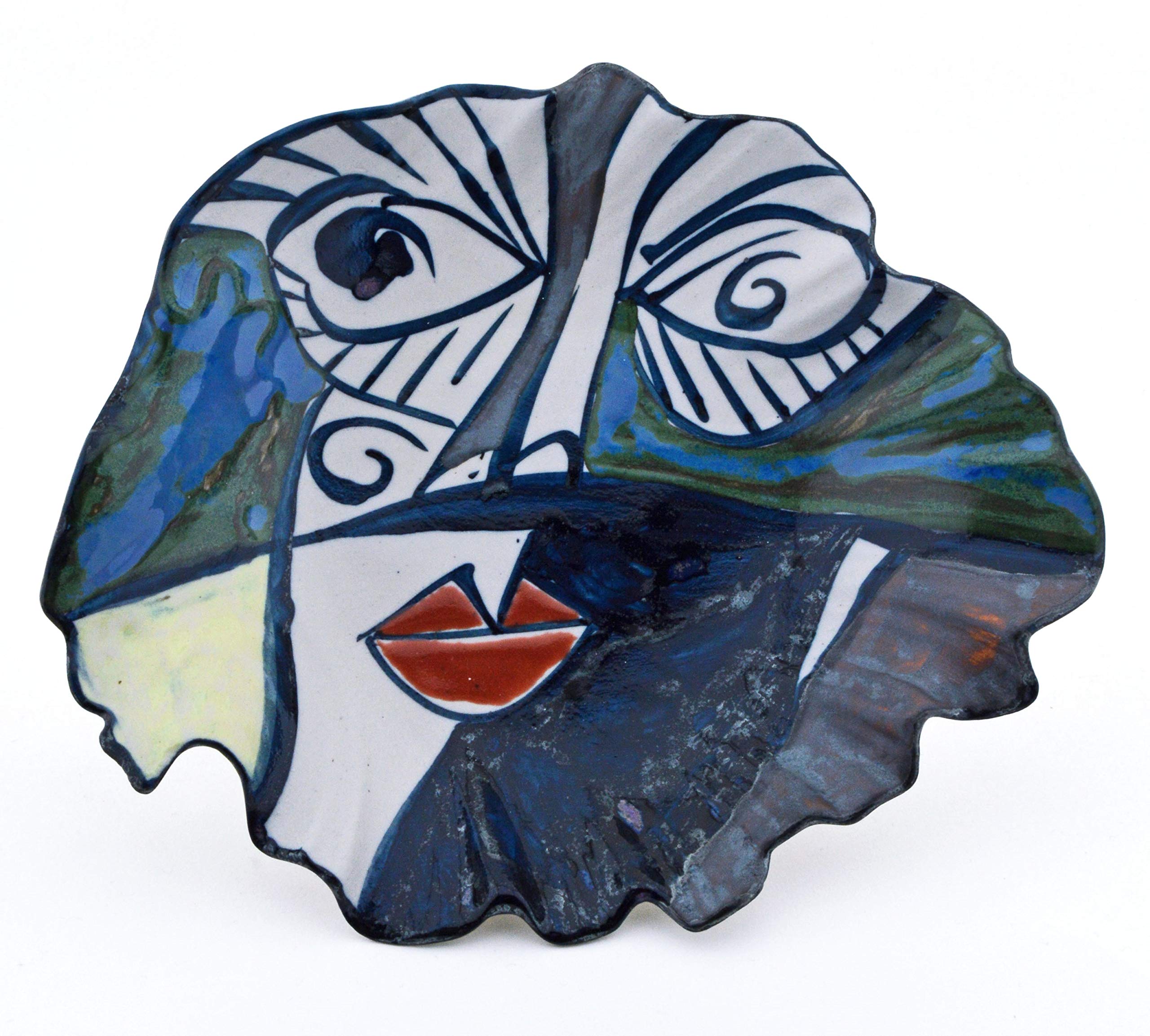 Plateau de céramique d'art moderne cubiste, cadeau exclusif fait main