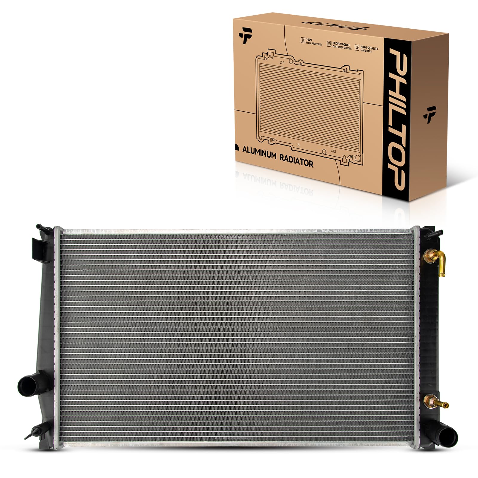 PHILTOP Core Radiator Compatible with 2006-2008 2010-2011 2015 RAV, 2009 2012-2014 2016 RAV 2.5L, 2009 2012 RAV 3.5L Transmission Oil Cooler Included