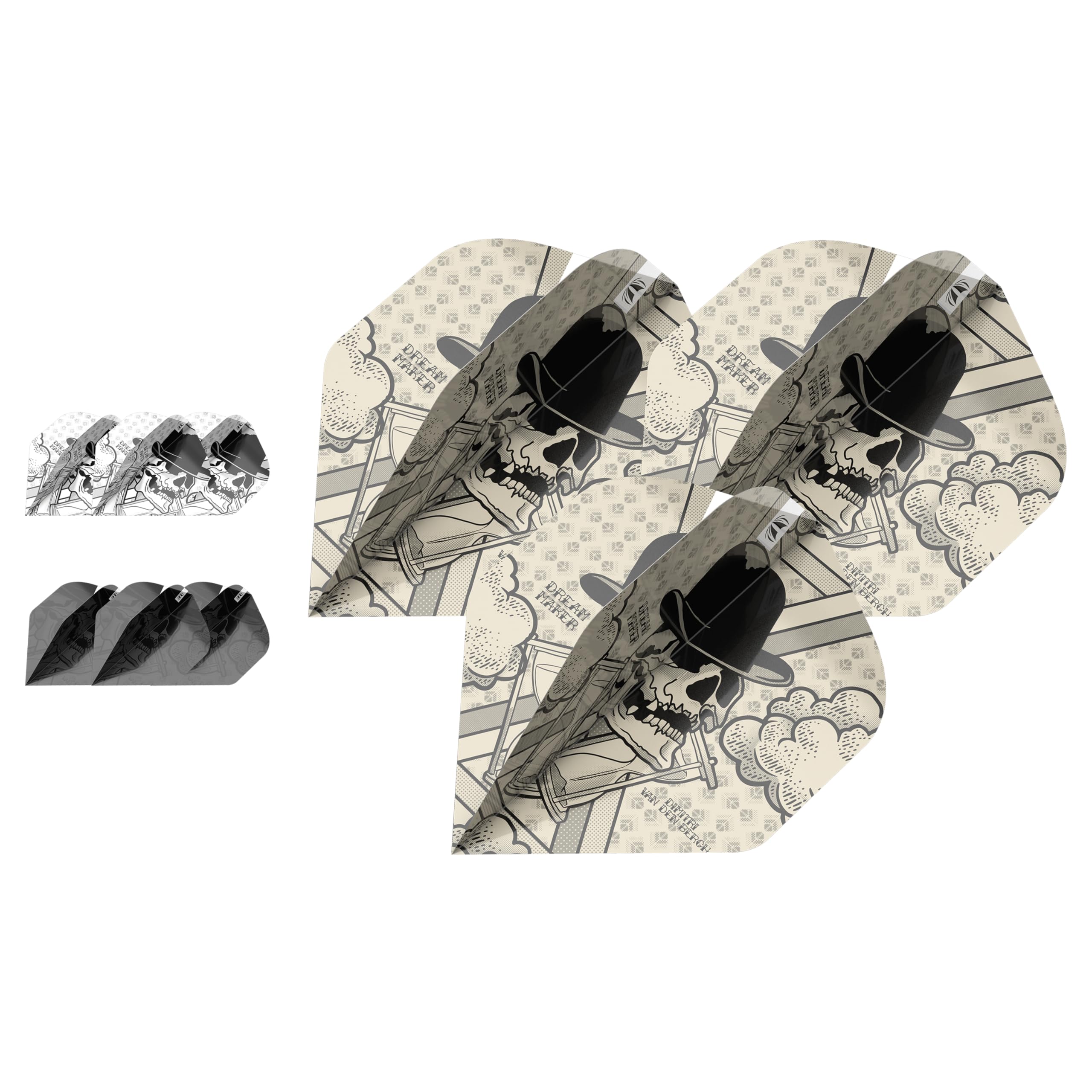 Target Dimitri Van Den Bergh Ink Design No.2 Dart Flights - 3 Set Pack (9 in total), Sand, White and Black