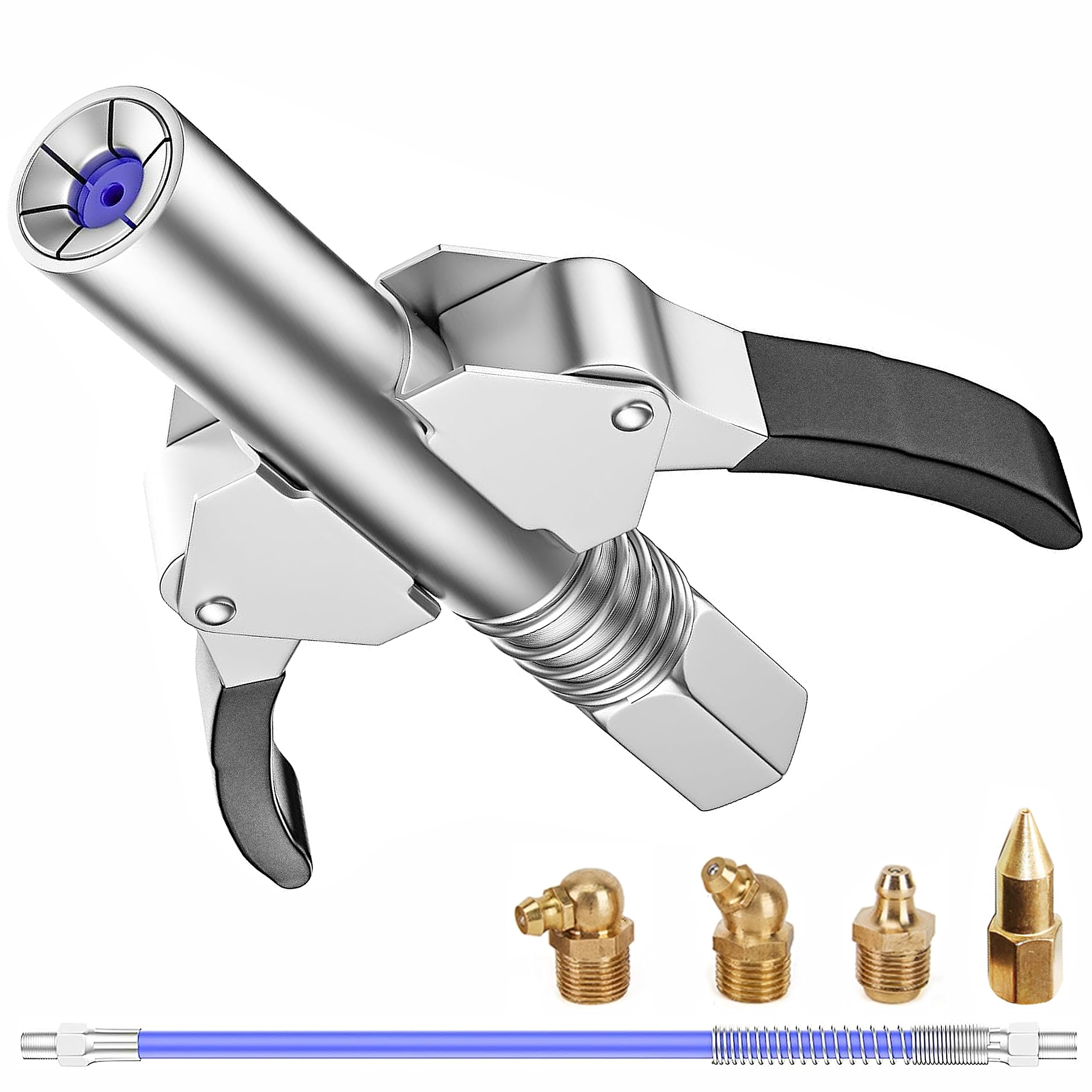 Acoplador G Para Pistola De Engrase - Doble Mango, Manguera 30 Cm, Conexión Rápida, Presión Hasta 10.000 Psi
