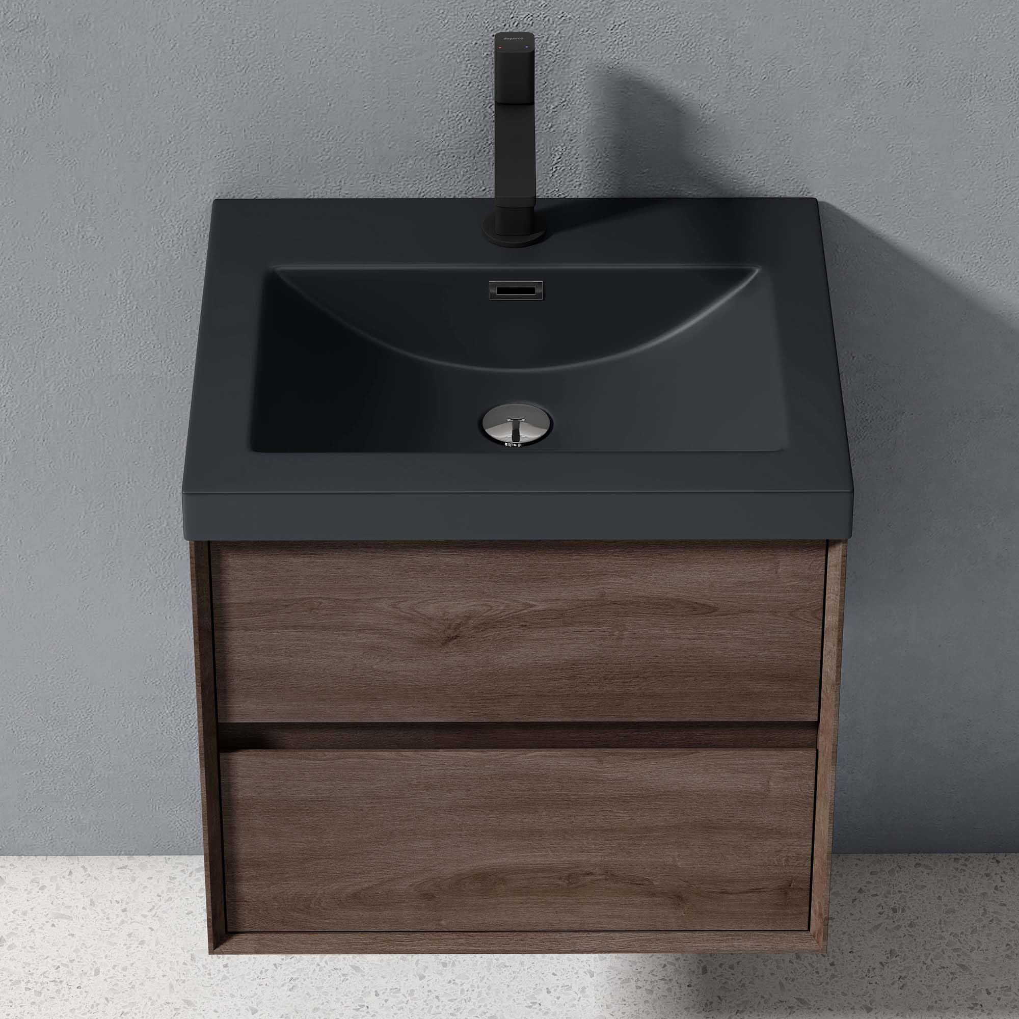 doporro Set Mobile Bagno Sospeso 60 cm con Lavabo Integrato e Specchio LED