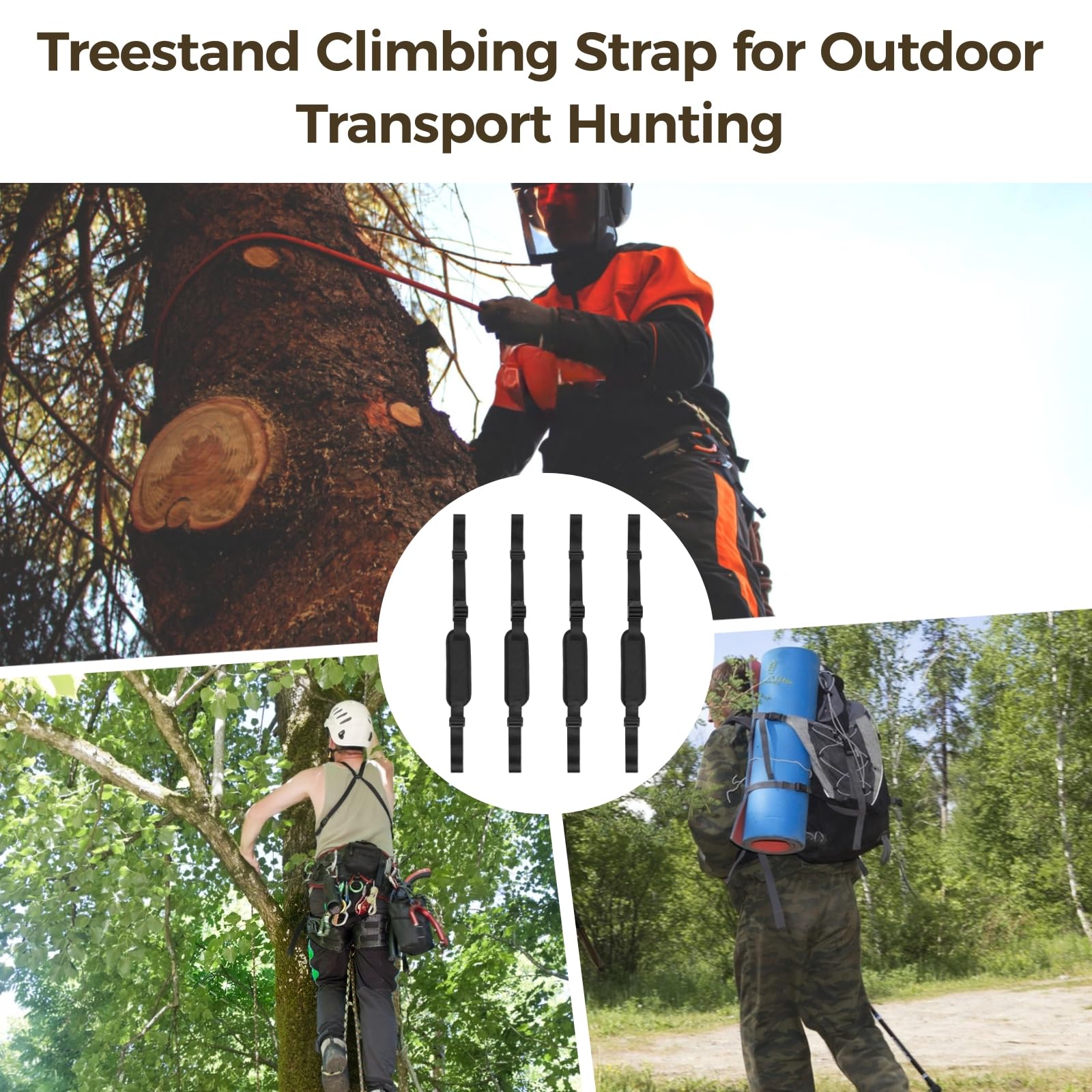Cinghie di supporto universali per albero, confezione da 4 cinghie regolabili in nylon per attrezzi da caccia e accessori