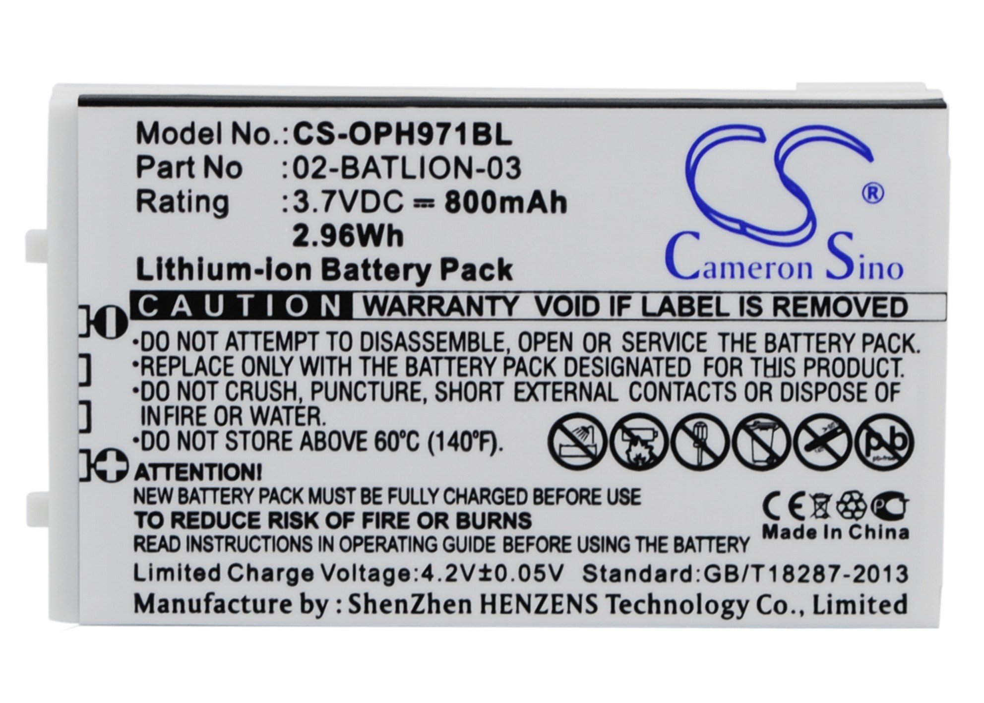 Battery for Opticon OPL-7724 OPL-7734 OPL-9700 OPL-9712 OPL-9713 OPL-9723 OPL-9724 OPL-9725 OPL-9727 OPL-9728 02-BATLION-03 11267 ORBLIOP0012 LIONX