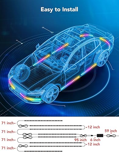 Miniatura 8 de Govee RGBIC - Paquete de luces interiores para automóvil con 8 luces exteriores RGBIC para automóvil, control de aplicaciones, modo DIY y modo de
