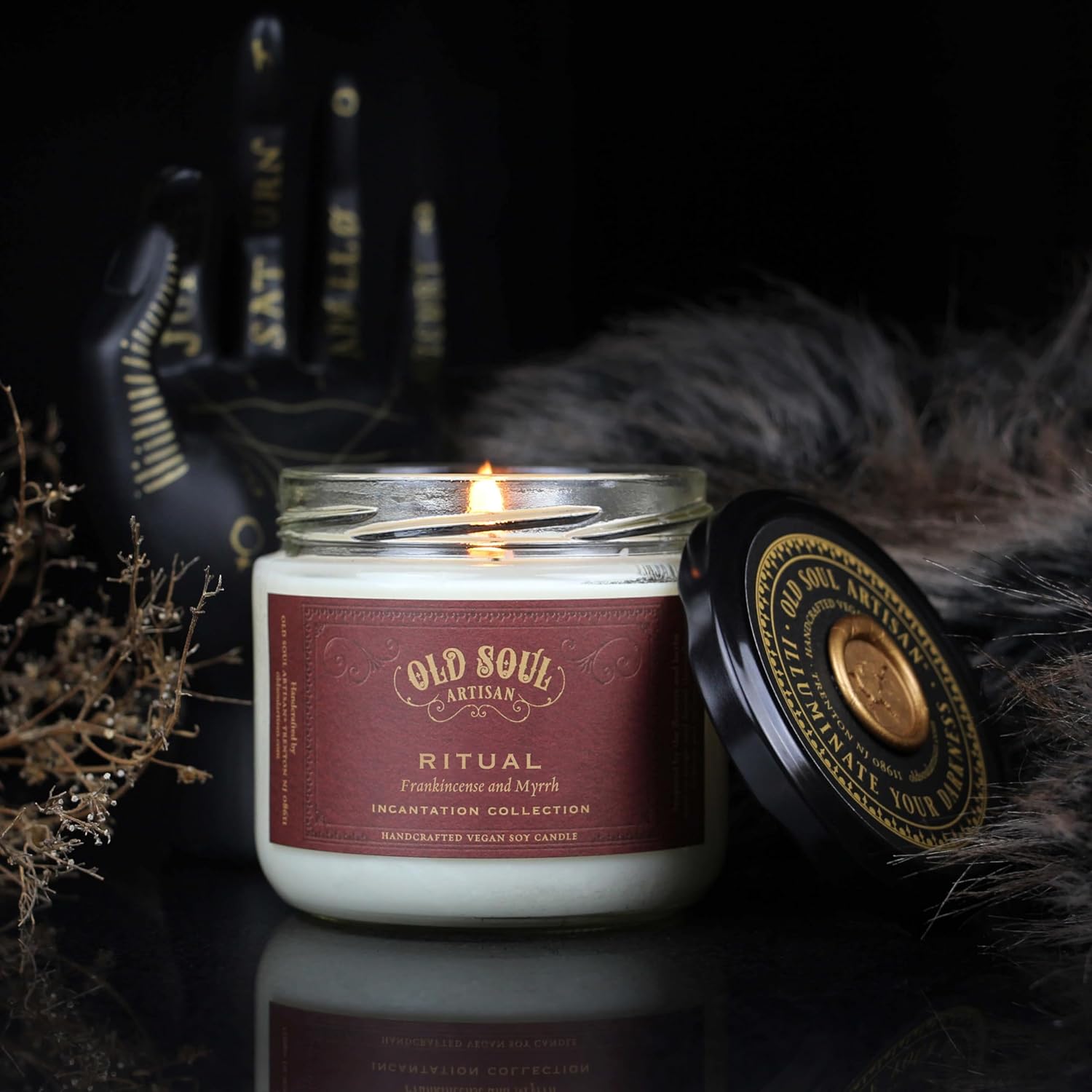 Frankincense and Myrrh Scented Soy Candle Vegan Spell Meditation Altar - Ritual 12oz