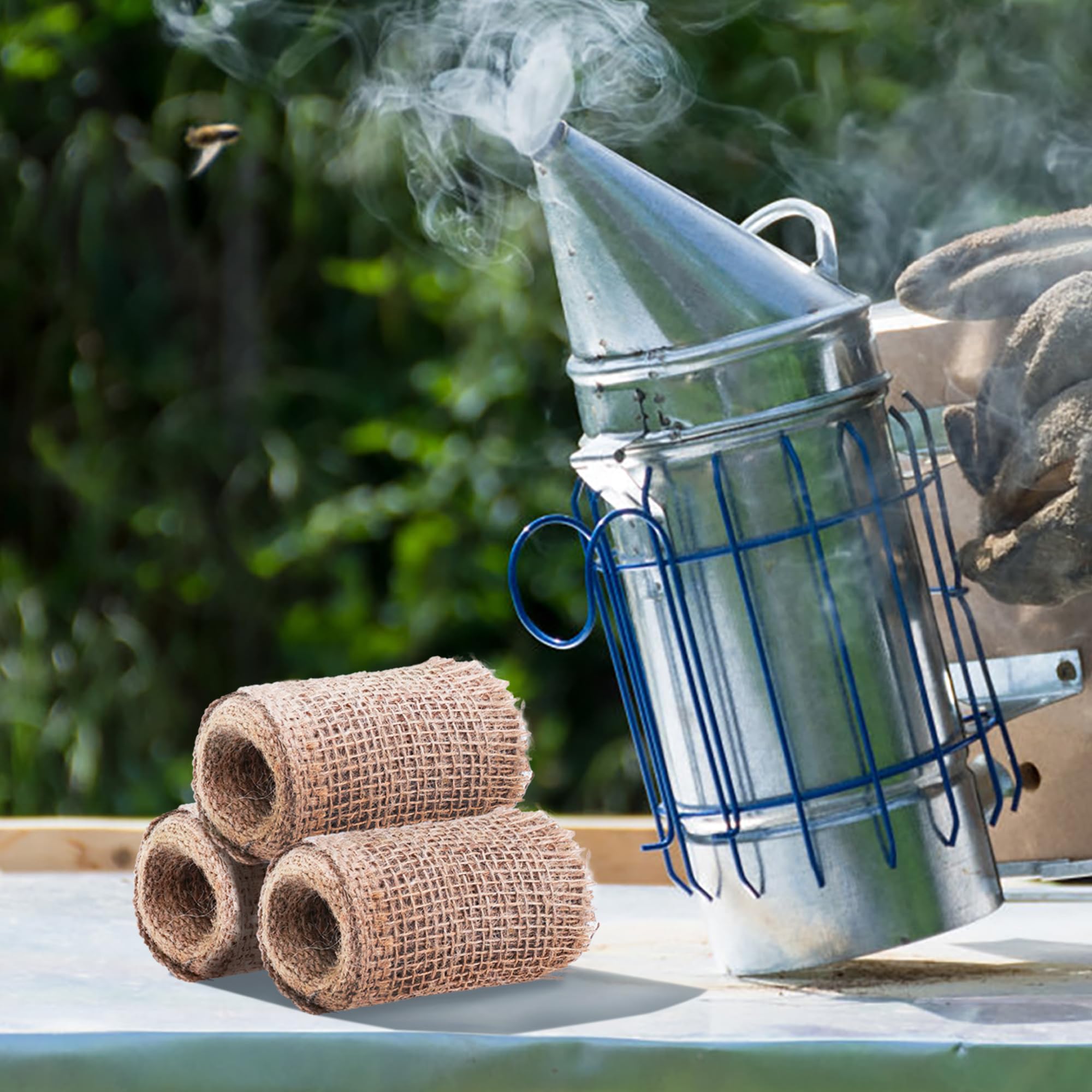 Räucher-Kraftstoff für die Imkerei, 1 kg Jute-Rolle, leicht anzuzünden und zu verbrennen, kontinuierlich für eine lange Zeit, um sauberen und kühlen Rauch für Bienenstock-Räucher zu erzeugen,