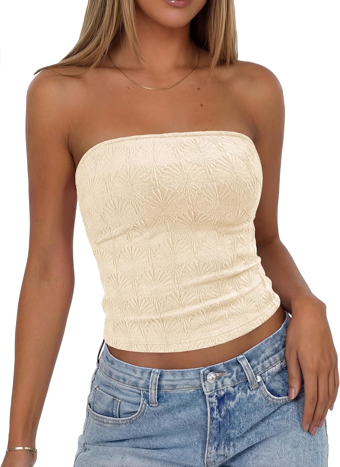 BTFBM Tube Tops for Women Floral Embroidery Summer Crop Top 2026 Strapless Going Out Y2K Beach Vacation Spring Clothes