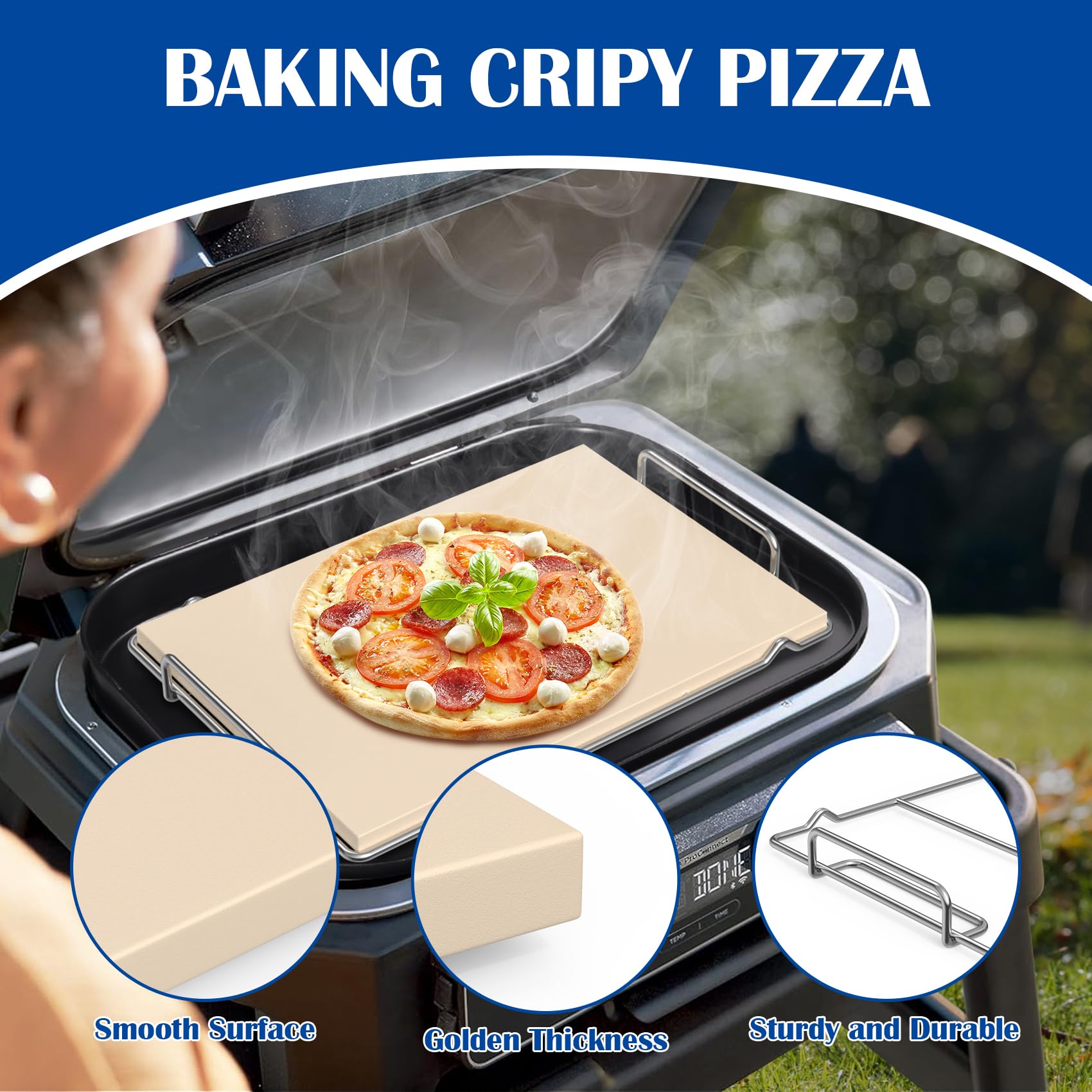 Outdoor Pizza Stone With Rack For Ninja Woodfire Grill XL