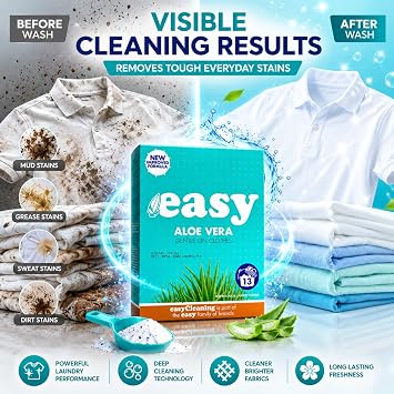 Washing Powder, Powerful, Deep Cleaning, Fast Acting Formula, Lightweight, Multipurpose, Easy to Use, Ideal for Homes, Hotels, Laundries, 13 Wash (Aloe Vera, Pack of 2)