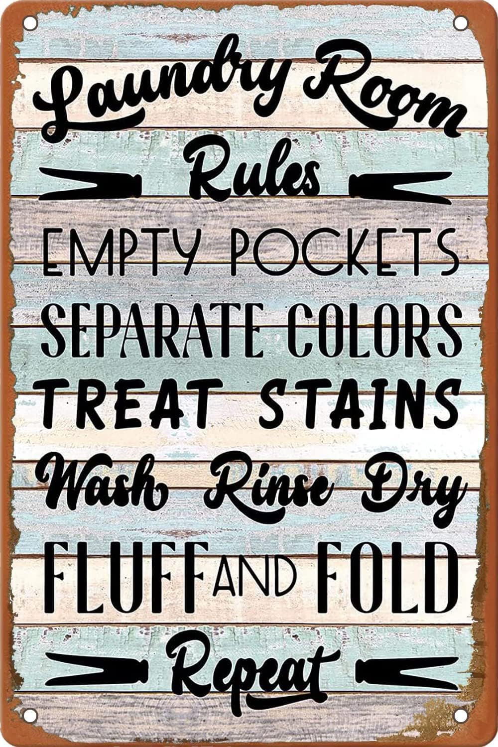 Kwqdozf Tin Sign-10 8X12 Inch Laundry Room Rules Vintage Metal Aluminum Tin Sign Door Signs 8X1