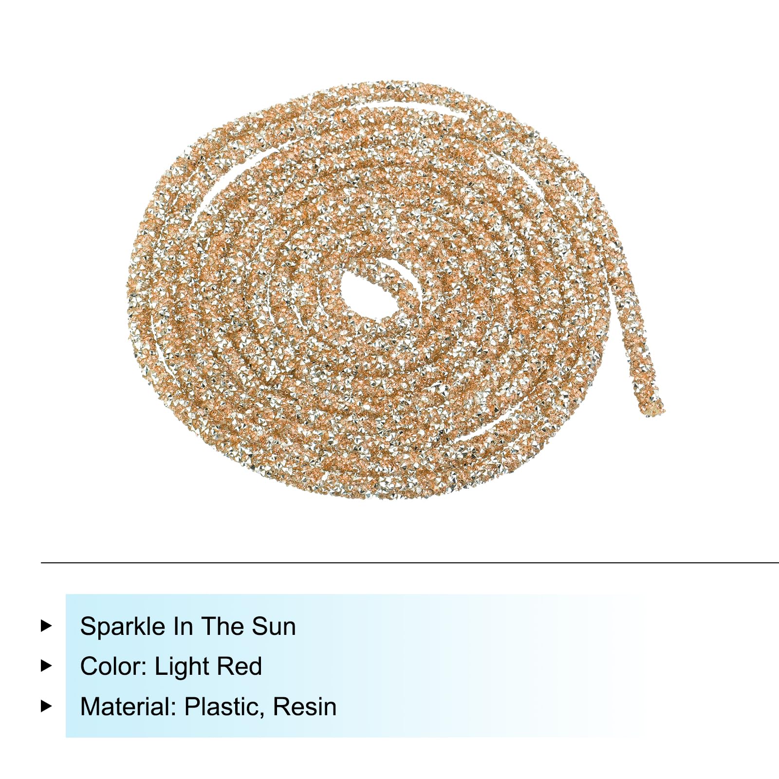 sourcing map 5 Yard 6mm 0.24 inch Glitter Sequins Rope Sequins Rhinestone Tube Cord for DIY Wedding Dresses Costume Clothing Shoes Jewelry Accessory Clear White — view 84
