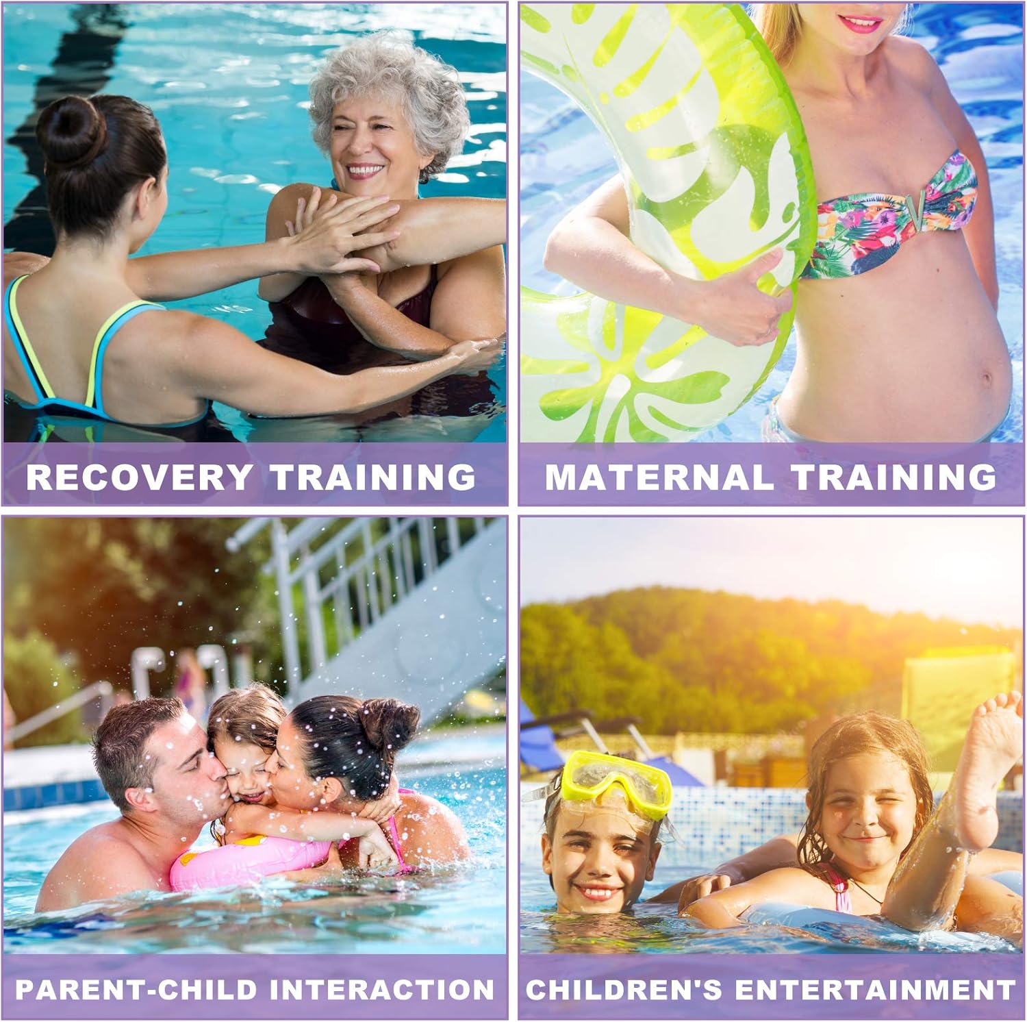 Aquatic Exercise Dumbbells 2Pcs Water Dumbells Foam Water Weights Aquatic Fitness Equipment for Water Aerobics (Purple) - Image 8