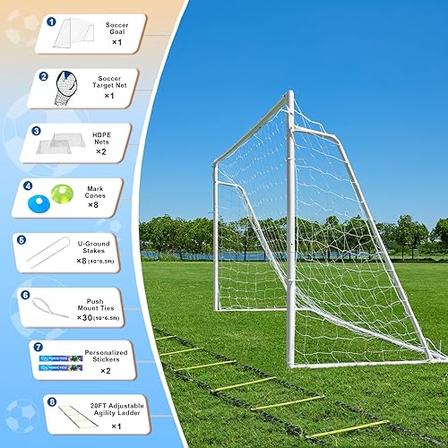 Miniatura 3 de Porterías de fútbol para portería de fútbol de patio trasero 12x6 grande