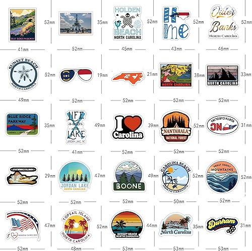 Miniatura 2 de Calcomanías de Carolina del Norte, 62 unidades de calcomanías de naturaleza calmante, paquete de calcomanías estéticas impermeables de vinilo de