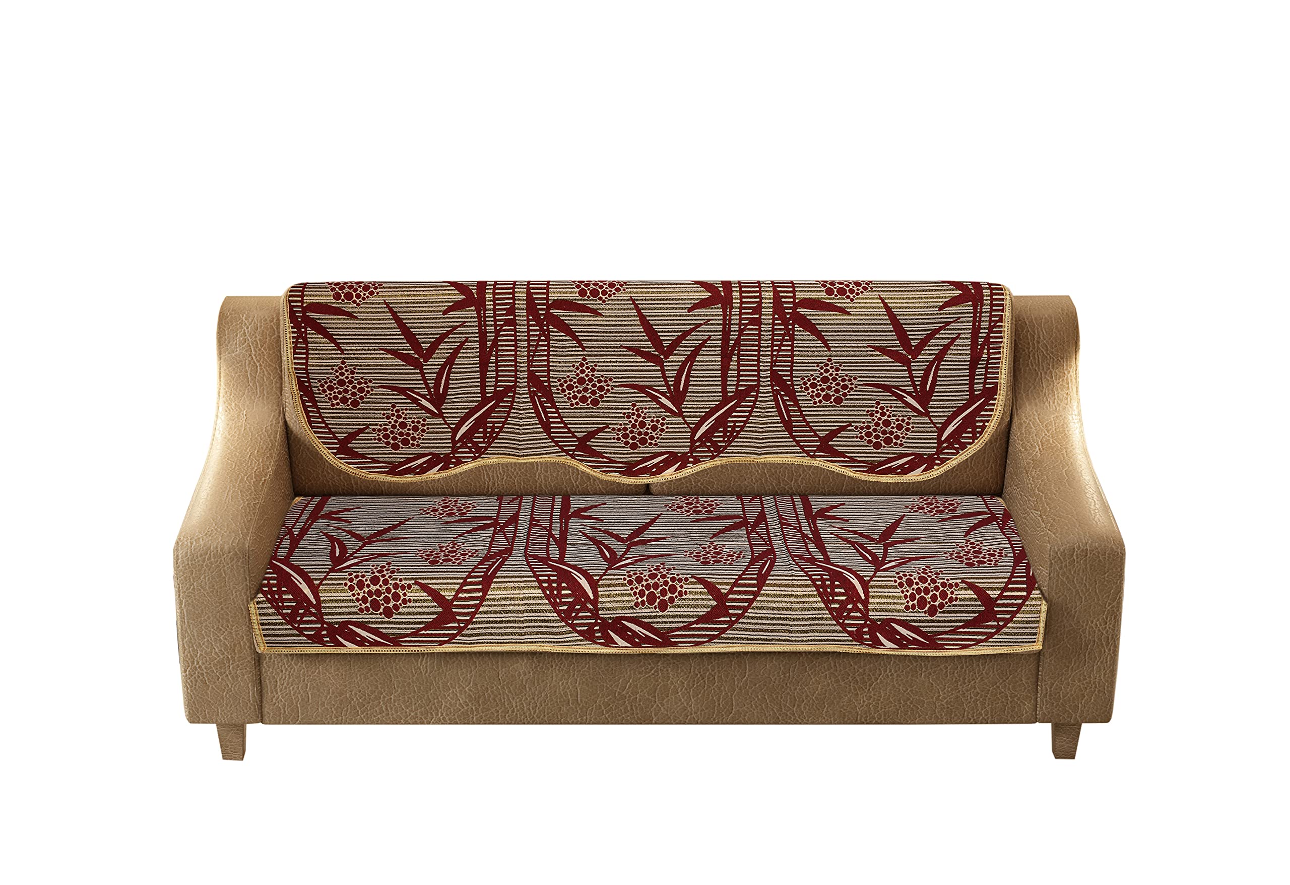 JVK Decor Cotton Heavy Fabric 500 TC Floral Design 3 Seater Sofa Cover Use Both Side -2 Pieces Multi d-image-20
