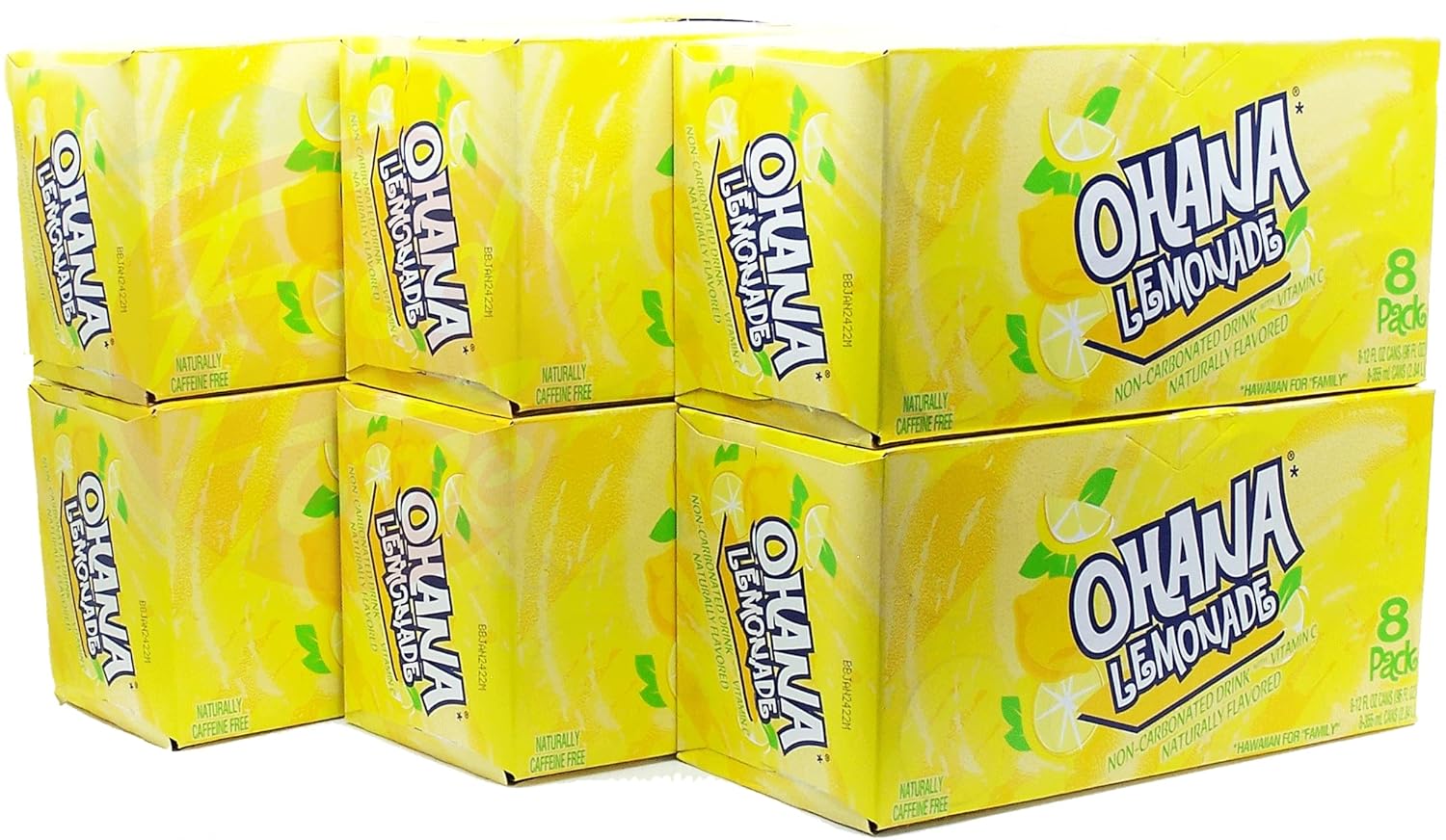 Ohana! lemonade, non-carbonated drink, caffeine free, 12-fluid ounce cans, 8-pack in box (1)