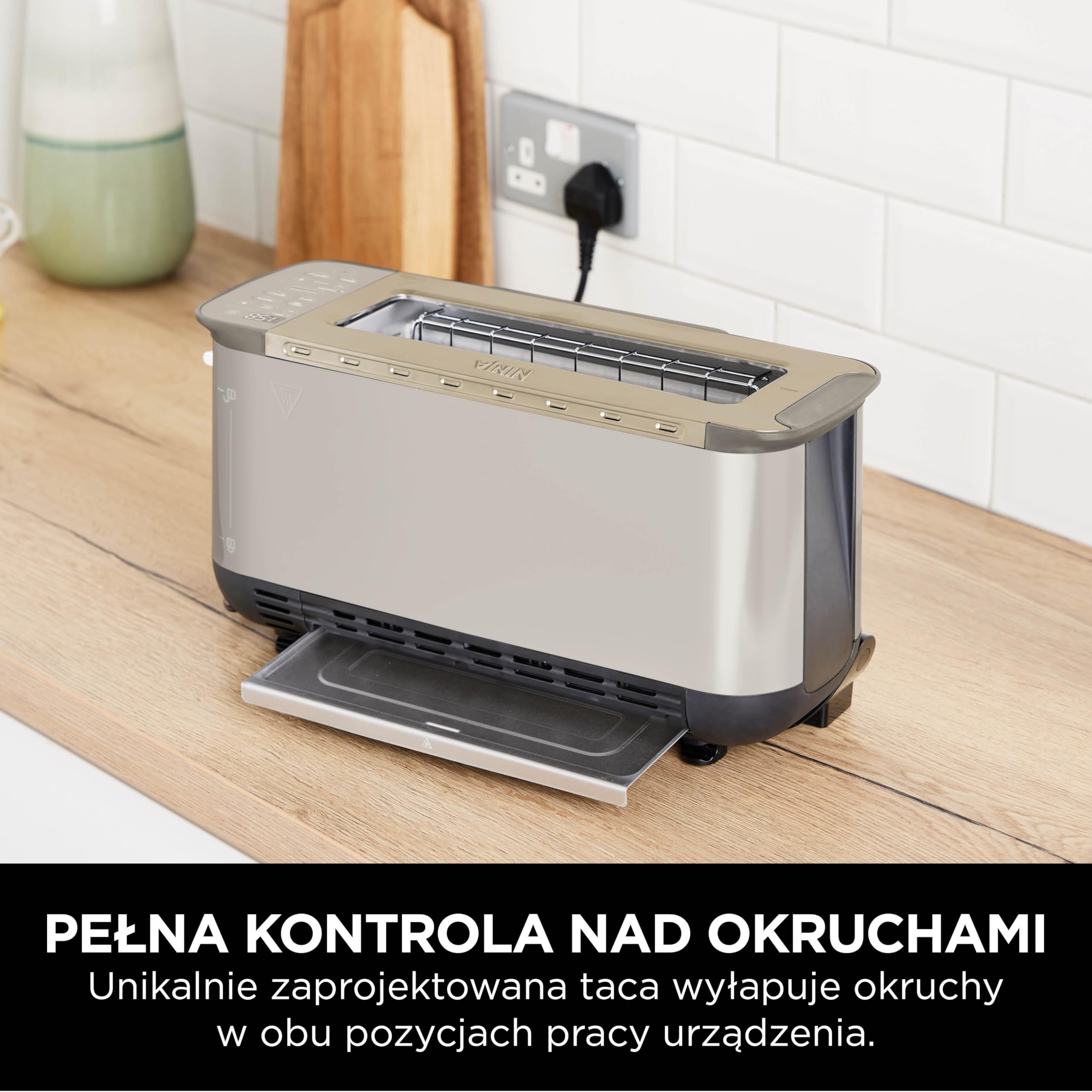 Ninja Foodi opiekacz wielofunkcyjny 3w1 Toster, Grill i Opiekacz do panini, 7 funkcji gotowania, zawiera grill do kanapek panini, blachę do wypieków i tackę na okruchy, kamienne złoto ST202EUSTGD