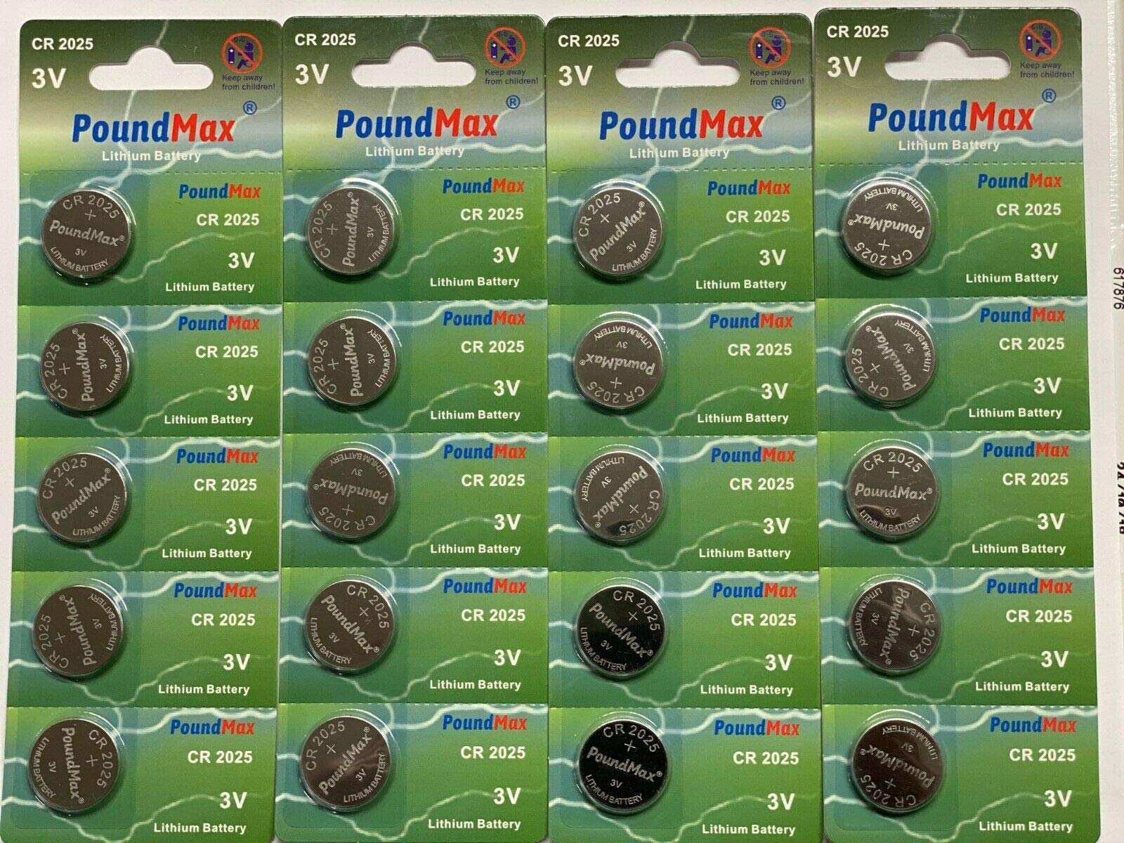 20 x PoundMax 2025 CR2025 DL2025 ECR2025 3V Lithium Coin Cell Batteries