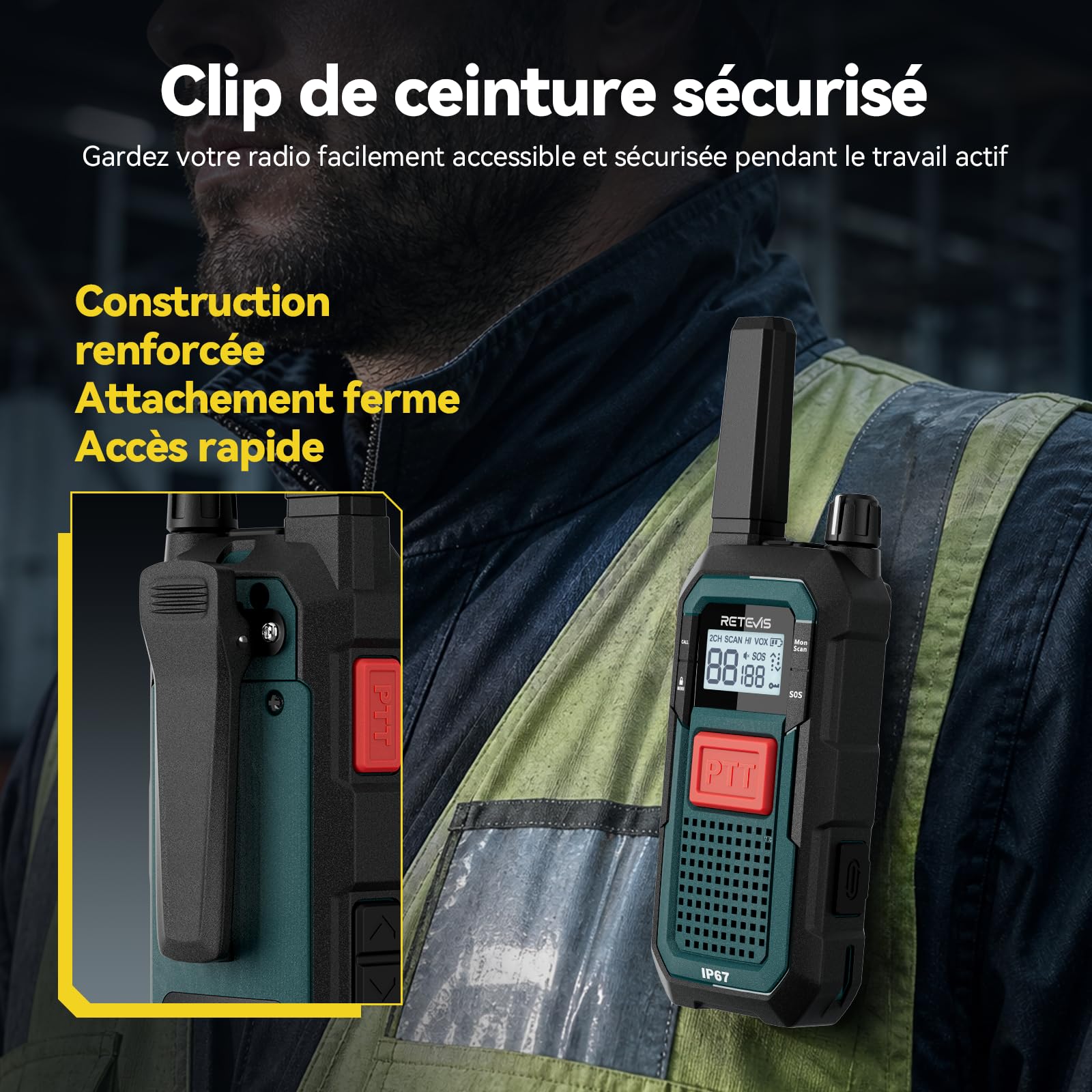Retevis RB648 Talkie Walkie Robuste, Radio Bidirectionnelle,MIL-STD-810H