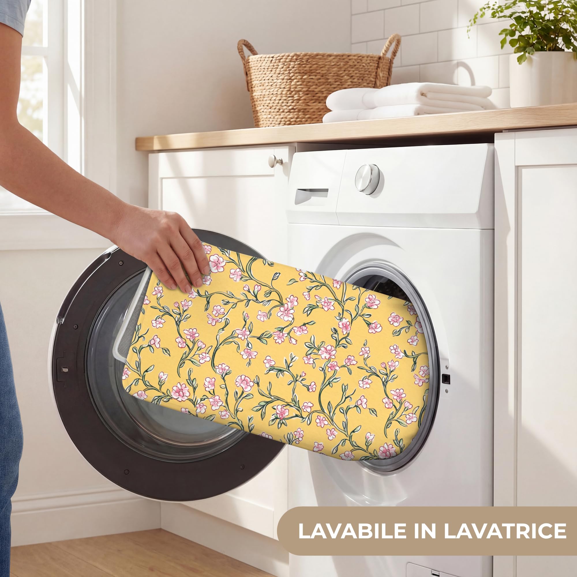 Tappeti Bagno Rettangolare 90x60 cm Tappetino Doccia Assorbente Bath Mat Decorazioni Memory Foam Tappeto Lavabile Moderni Fiori - Motivo - Giallo