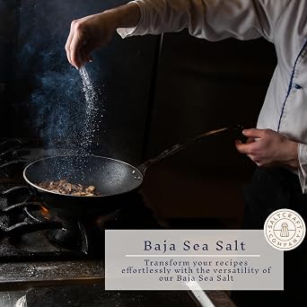 SALTCRAFT Baja Sea Salt Fine Grain, Kosher Certified, 30% Lower Sodium, Unrefined Mineral Salt 16 oz Bag