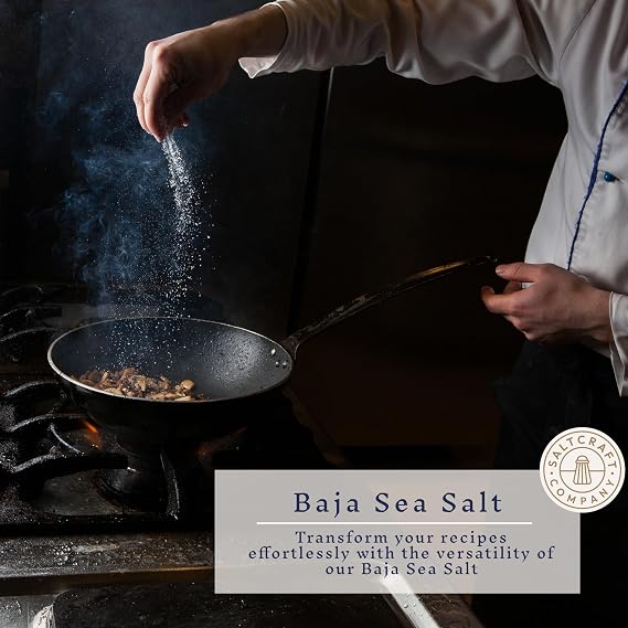 SALTCRAFT Baja Sea Salt Fine Grain, Kosher Certified, 30% Lower Sodium, Unrefined Mineral Salt 16 oz Bag