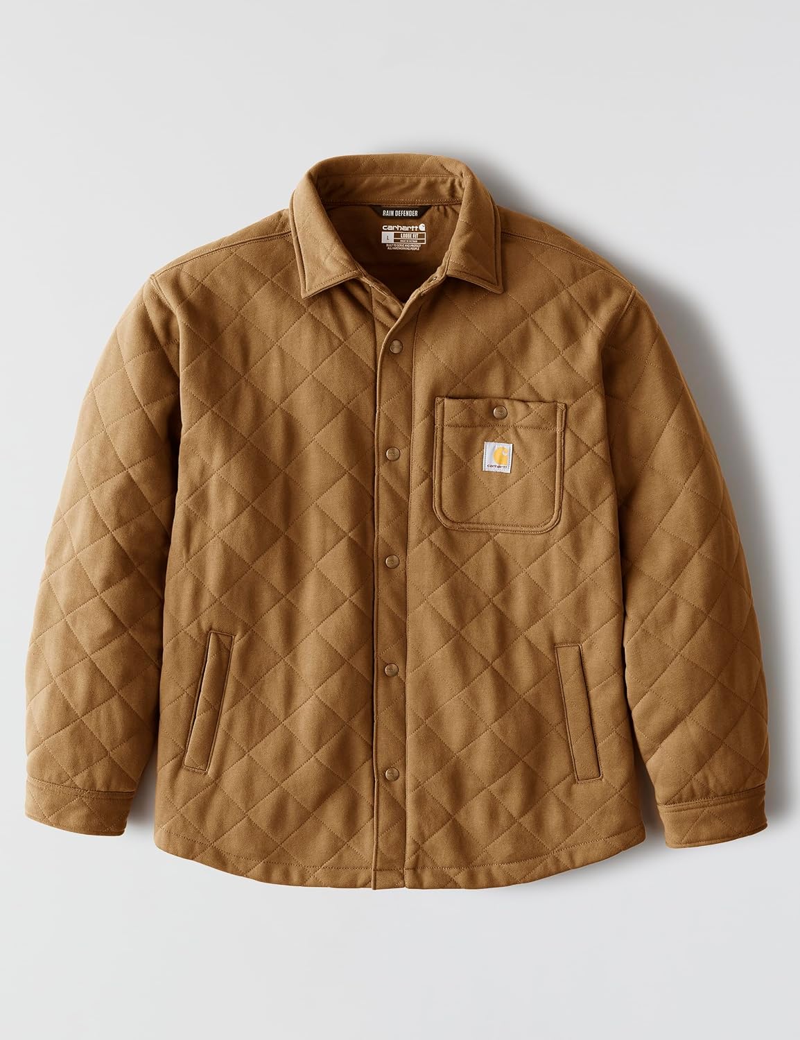 Carhartt Men's Rain Defender Loose Fit Heavyweight Quilted Snap Front Shirt Jac