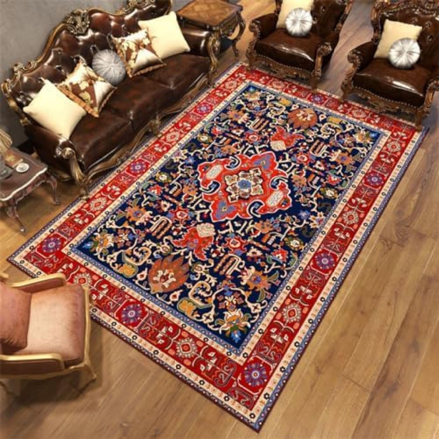 Amazon | 豪華なペルシャ風 玄関マット エスニック風 プリントフラワー