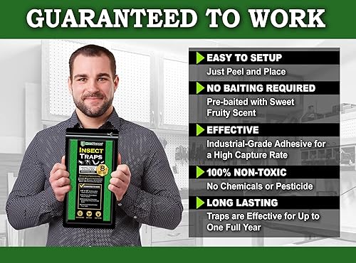 Miniatura 2 de MaxGuard Trampas para insectos extra grandes (8 trampas) | Tabla de pegamento precebada extra pegajosa no tóxica, atrapa y mata a la mayoría de