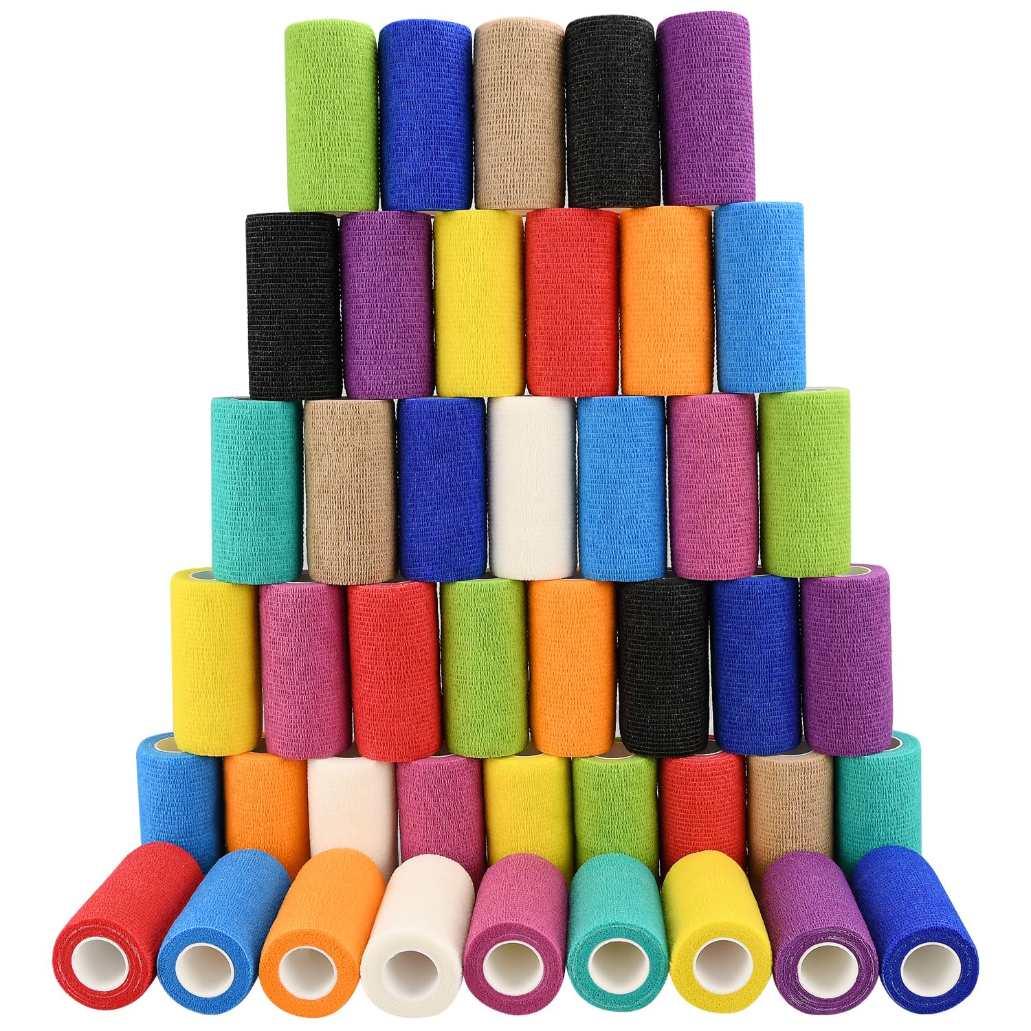 12/24/48pcs Self Adhesive Bandage Wraps, 1/2/3/4in 5 Yards, Multicolor/Skin Color, for Sports, Wrist, Ankle, Swelling and Vet Wrap