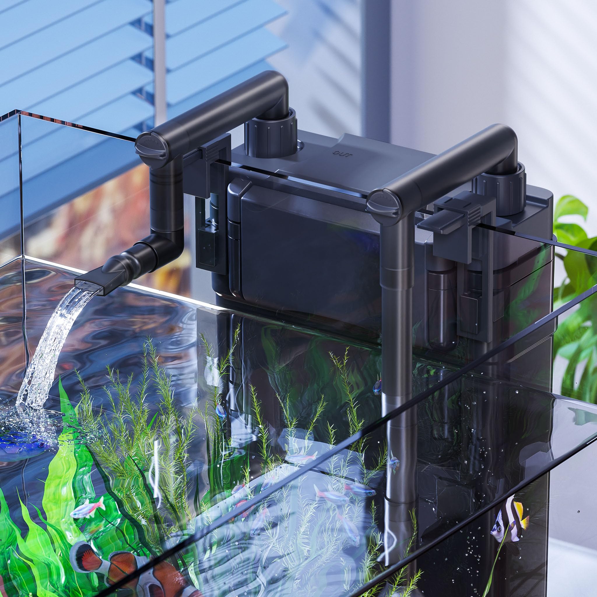 SunSun HBL-802 Filtre Suspendu Hang on Filter 6 W, 160 x 170 x 280 mm, débit 500 l/h, pour Aquariums 100 l
