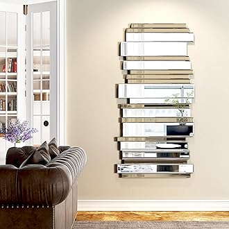 JACUKO Decorative Mirrors for Wall Decor Large Mirrors for Wall Decor Living Room Silver Mirrors 24×47 inch (Gold Brown)