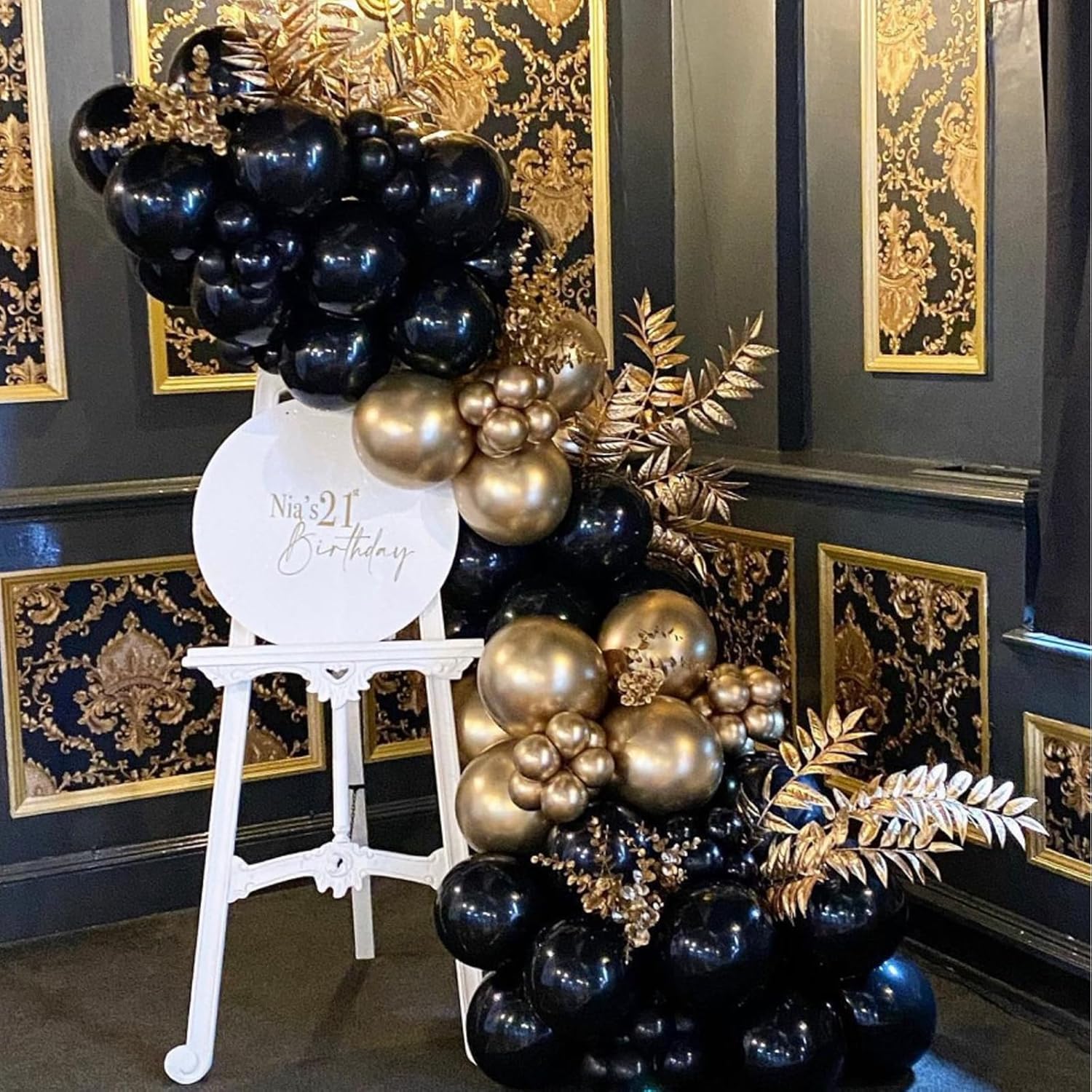 Black Gold Balloons, 50pcs 12 inch Gold Black Balloons Kit, Black Latex Balloons for Birthday, New Year,Wedding, Graduation Party Decorations