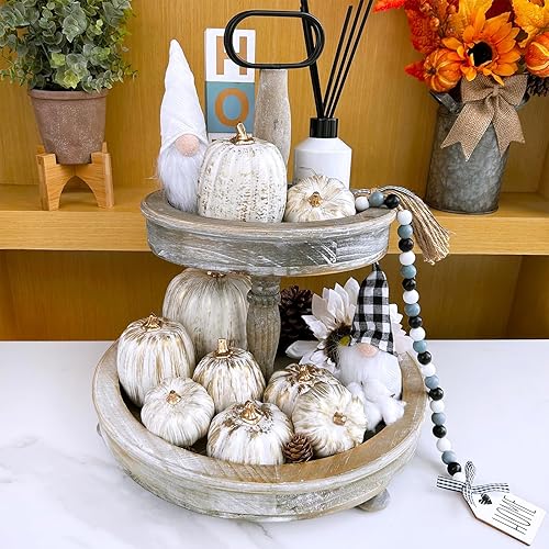 Miniatura 6 de Winlyn 10 calabazas artificiales surtidas de otoño, calabazas decorativas de espuma doradas y blancas para bodas, Acción de Gracias, Halloween, baby