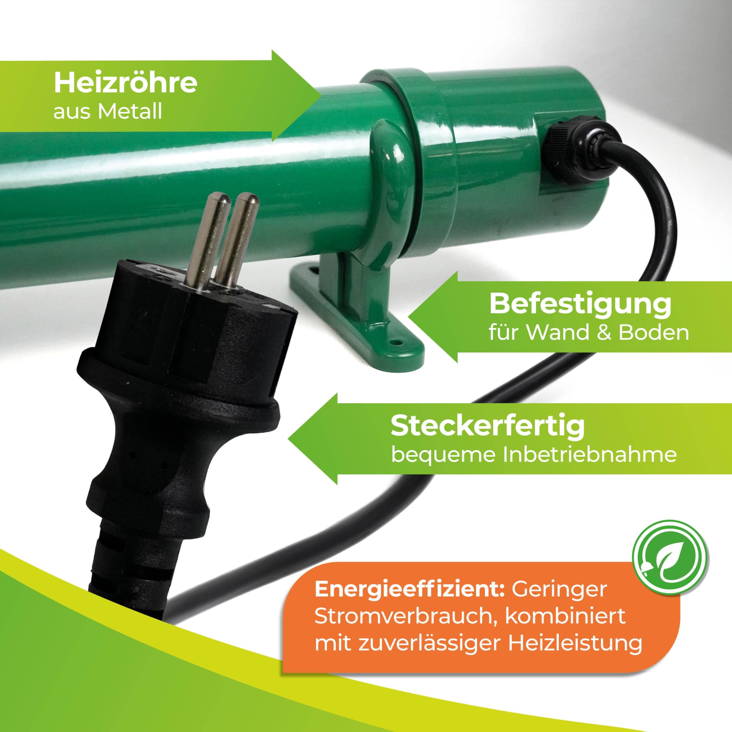 BioGreen elektrische Heizung für Gewächshäuser | Frostwächter inkl. Digitalthermostat | 135 W Gewächshausheizung mit Überhitzungsschutz | IP55