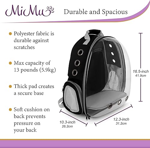 Miniatura 2 de MiMu Mochila de burbujas para gatos  Mochila grande de 13 libras transparente para mascotas transportadora de viaje para gatos mochila de senderismo