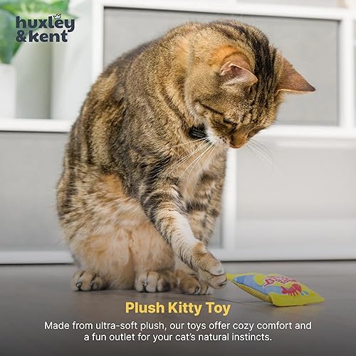 Miniatura 6 de Huxley & Kent Juguete de peluche para gatos, juguete interactivo de hierba gatera para gatos y gatitos, suave con arrugas y hierba gatera, divertido
